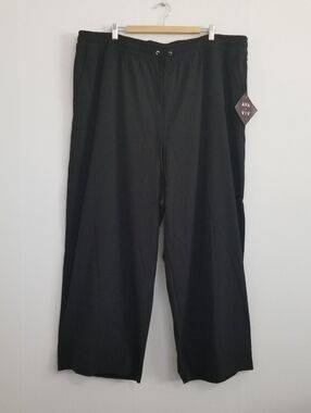 NWT Ava & Viv Black Wide Leg Drawstring Pants Size 3X